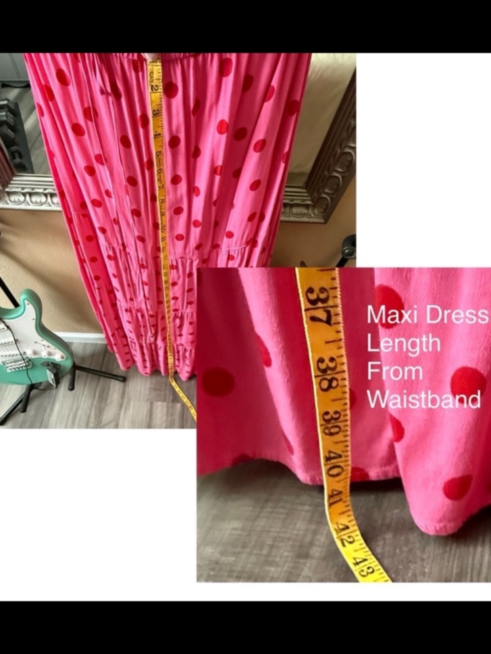 City Chic Plus Size Pink Polka Dot Maxi Dress w Belt Sz 20 - Picture 12 of 17